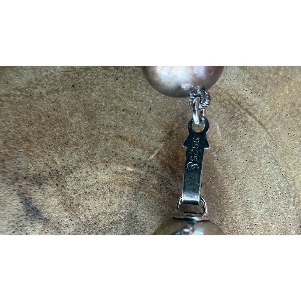 Genuine Peacock Tahitian Cultured Pearl Necklace with Sterling Silver Clasp - Picture 11 of 16